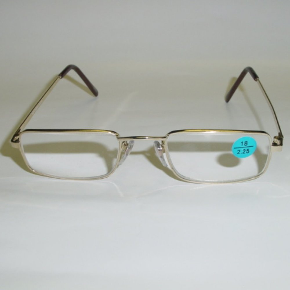 NWT Vintage 90's Small Rectangle Half Frame Reading Glasses +2.75 (S.Gold)